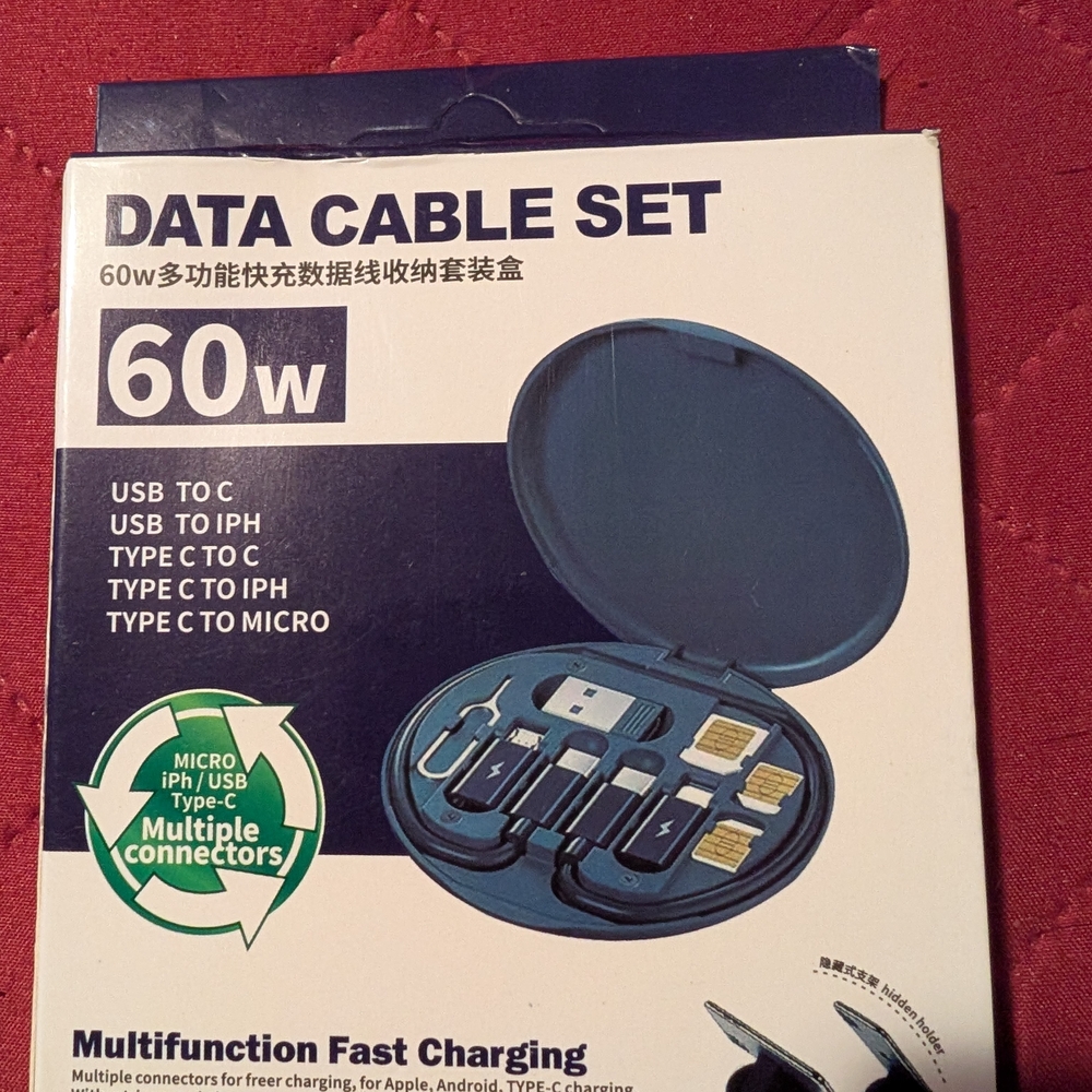 60W Multifunction Fast Charging Data Cable Set - Blue